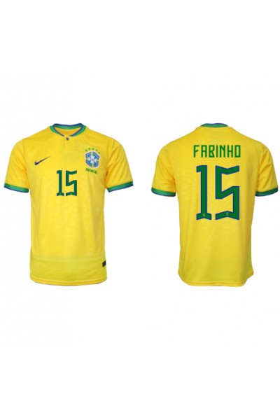Brasilia Fabinho #15 Jalkapallovaatteet Kotipaita MM-kisat 2022 Lyhythihainen